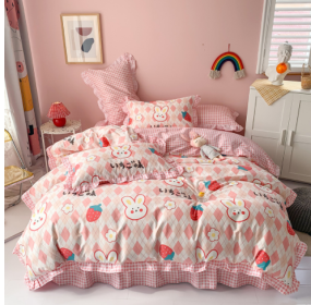 Cotton 100 Princess Wind Quilt Cover Cartoon Student Dormitory Bed (Option: Little Fei Rabbit-1.8m bed sheet set of four)