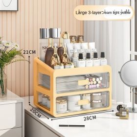 Desktop Transparent Drawer Cosmetic Storage Box (Option: Light yellow large 3layers)