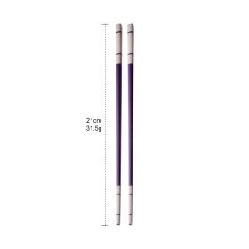 304 Stainless Steel Chopsticks Household Alloy Restaurant Color Laser Square-headed (Option: Short Purple)