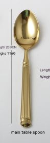 Roman Pillar Stainless Steel Thick Handle Knife Fork Spoon Set (Option: Golden Main Meal Spoon)