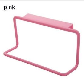 Cabinet Door Back Hook Gloves Rag Bathroom Storage Rack Nail-free Storage (Color: Pink)